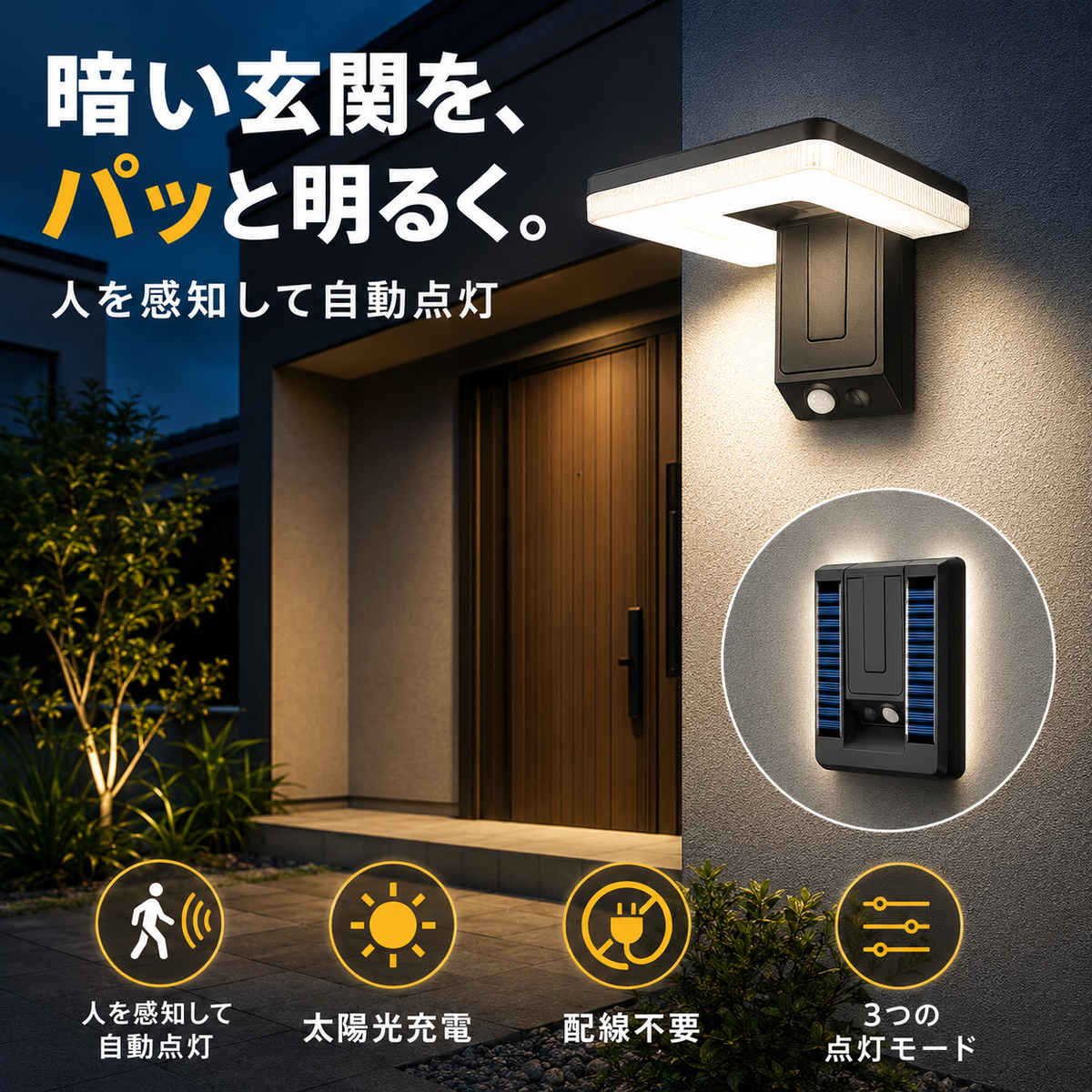 LumiFold™ | 人感センサー付きソーラーウォールライト