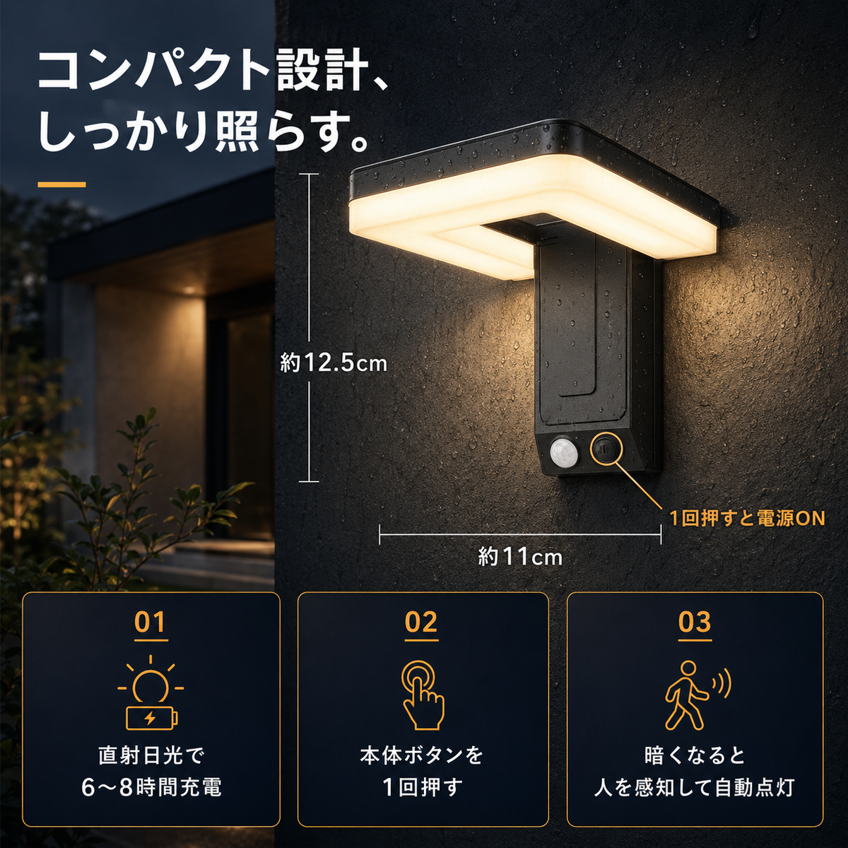 LumiFold™ | 人感センサー付きソーラーウォールライト